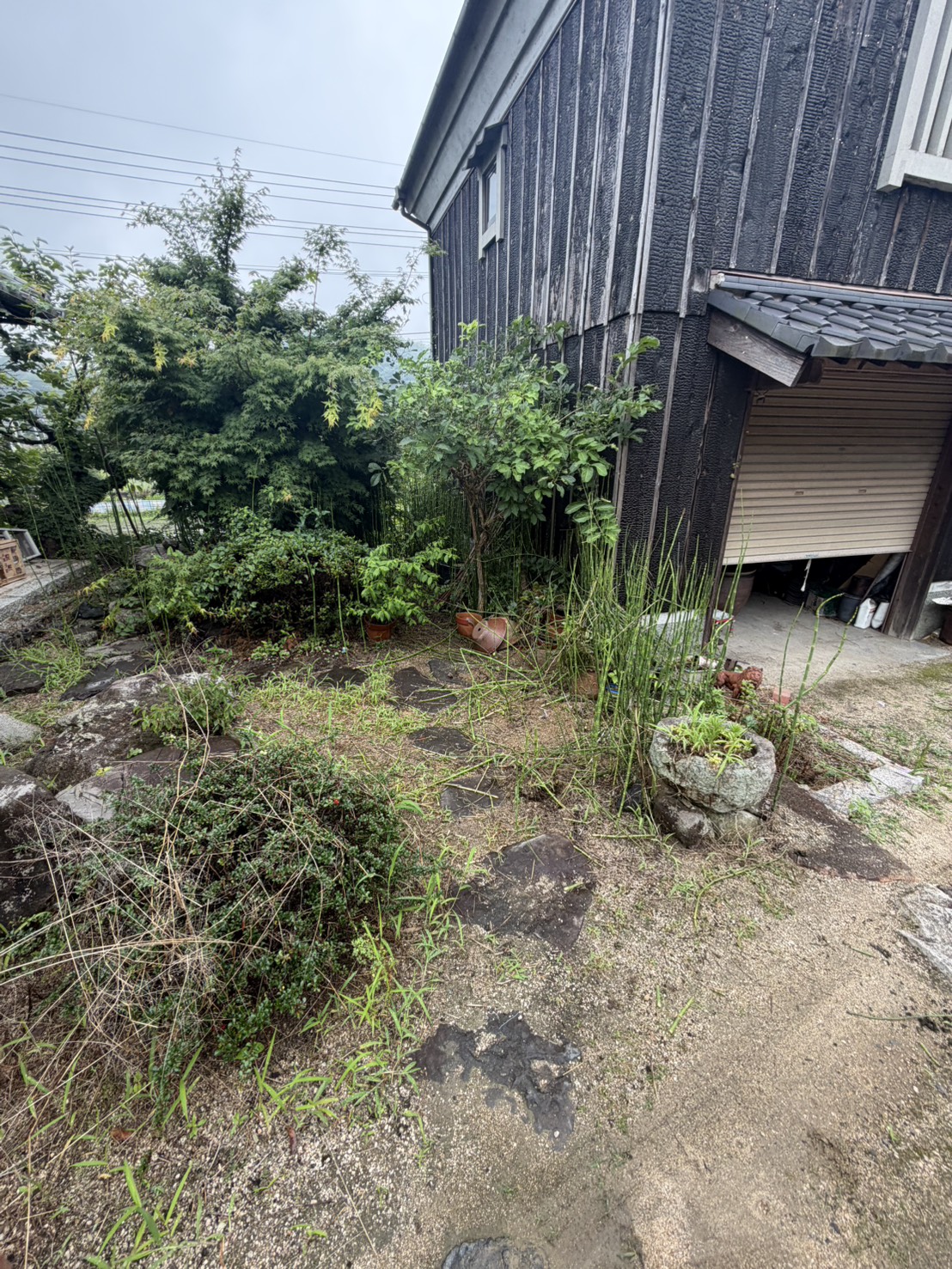 庭石・灯籠・植木が残っていた庭のビフォー写真